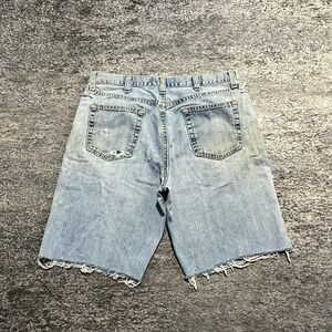 Vintage Route 66 Jorts Size 36 Blue Y2K Baggy Grunge Distressed Jean Shorts